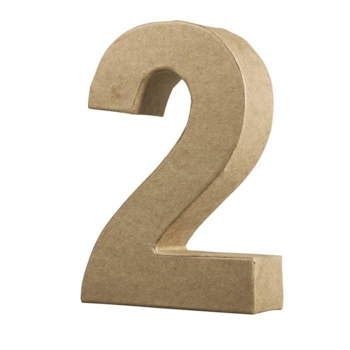 Chiffre en papier mâché - FSC Recycled - 2 - Beige - 15x10,3x3cm - Objets décoratifs