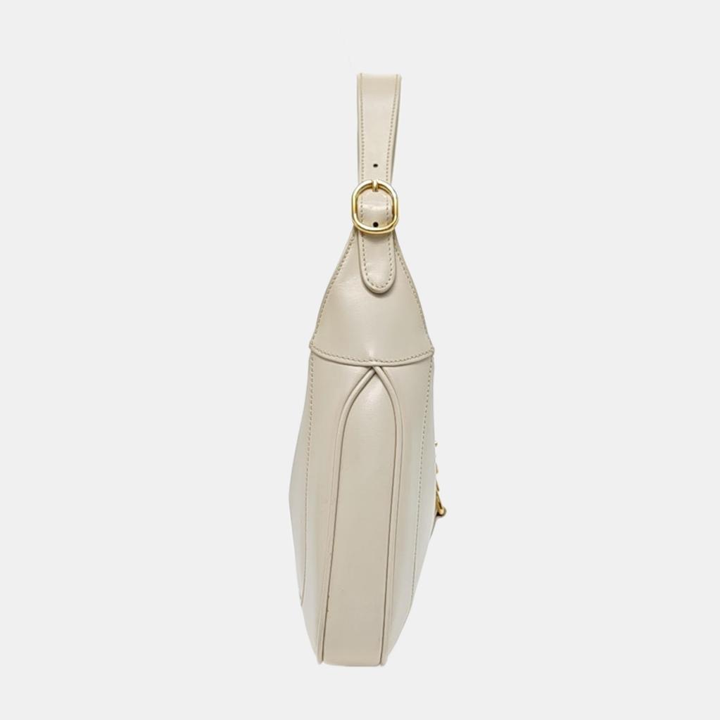 [Pre-Owned] Jackie 1961 Gold Lock Removable Extended Shoulder Strap Leather Half-Moon Underarm Bag Small - Very Good #WWPUM6