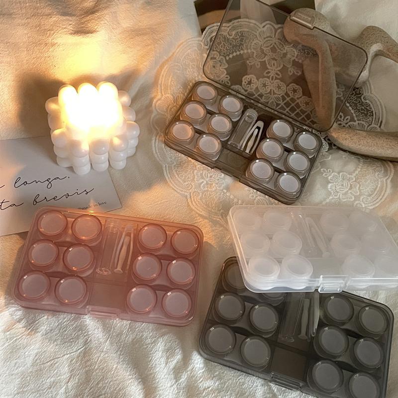 6 пар больших контактных линз, коробка для хранения, портативный дорожный пластиковый футляр для контактных линз