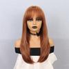 Synthetic Hair Costume Women Wigs Long Straight Wig Orange Ginger Wig with Side Bangs for Cosplay Halloween Party