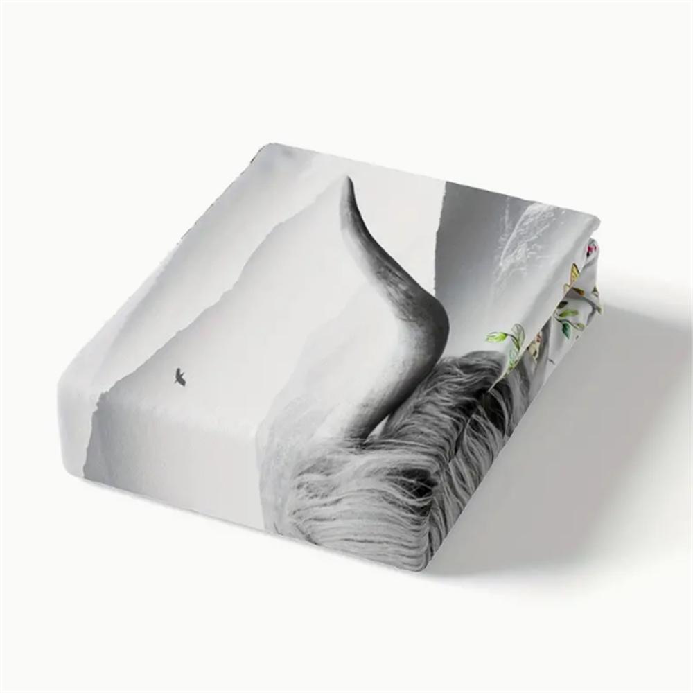 Пододеяльник с шотландской коровой, Акварельные цветы Животные Растения Постельный комплект 2/3 шт. для женщин мужчин взрослых Декор комнаты, Модный