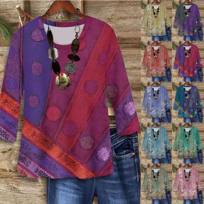 Рубашки с рукавом 3/4 для женщин, милые футболки с графическим принтом, блузки, повседневные базовые топы больших размеров, пуловеры