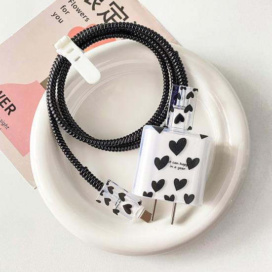 Защитный чехол для кабеля зарядки Love Pattern для зарядного устройства Apple 18/20 Вт, прозрачная защитная веревка, износостойкая всесторонняя защита, аксессуары для телефонов