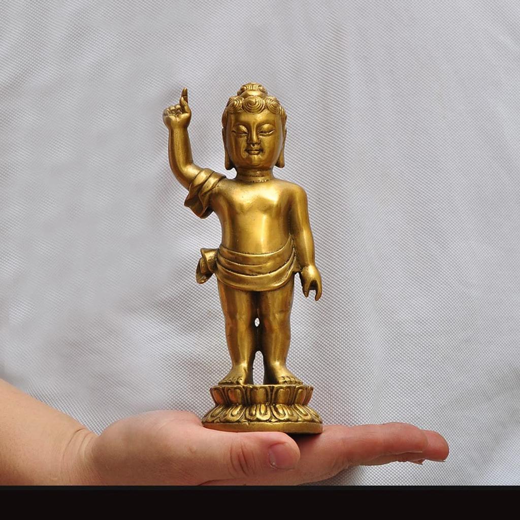 Buddha Statue, Bronze Buddha Statue, Standing Buddha Figurine, Perfect for Flower Festival, Buddhist Altar Accessories, Buddha Kanbutsu (Size: 16cm