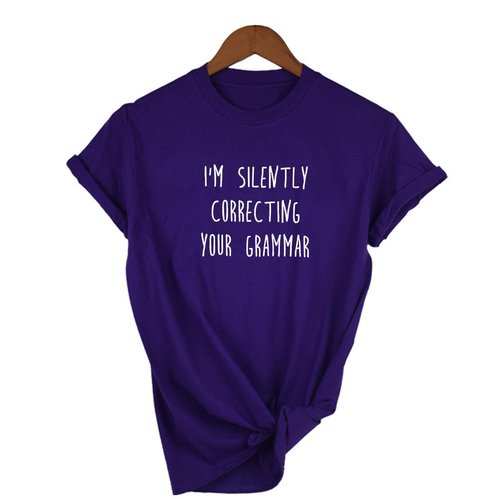I M Silently Correcting Your Grammar T Shirt Women Fashion Slogan Tops Grunge Tumblr Graphic Vintage