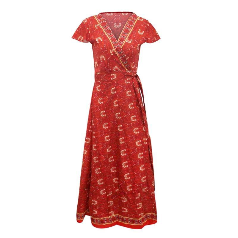 Летнее женское платье Богемное классическое свободное длинное платье Морские праздничные платья с завязками