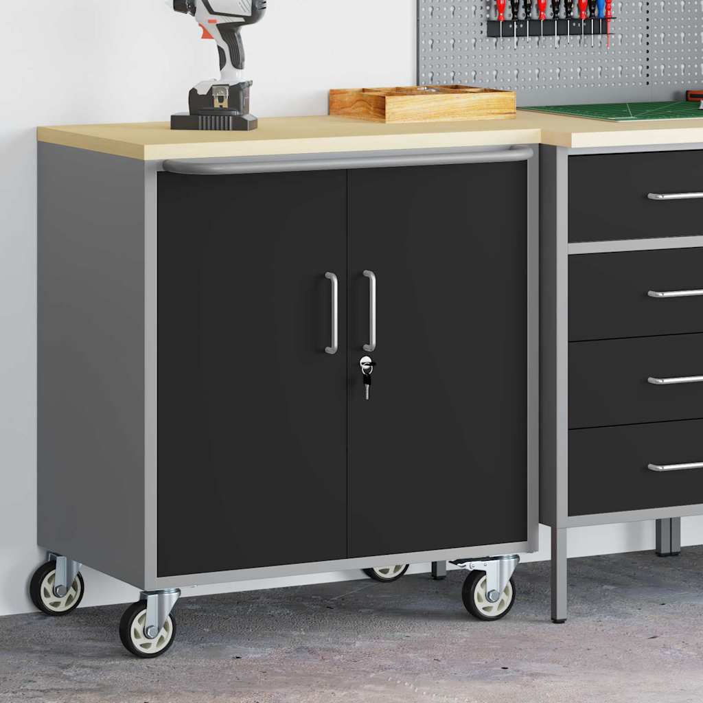 Trolley Rolling Workbench Black and Gray 75 x 45 x 85 cm