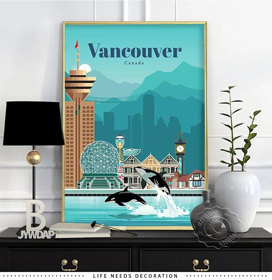 Плакат о путешествиях по городам мира, Япония Токио Плакат Осака, Испания Мадрид Акварельный принт, Флоренция Милан Сантьяго Чикаго Декор стен без рамки