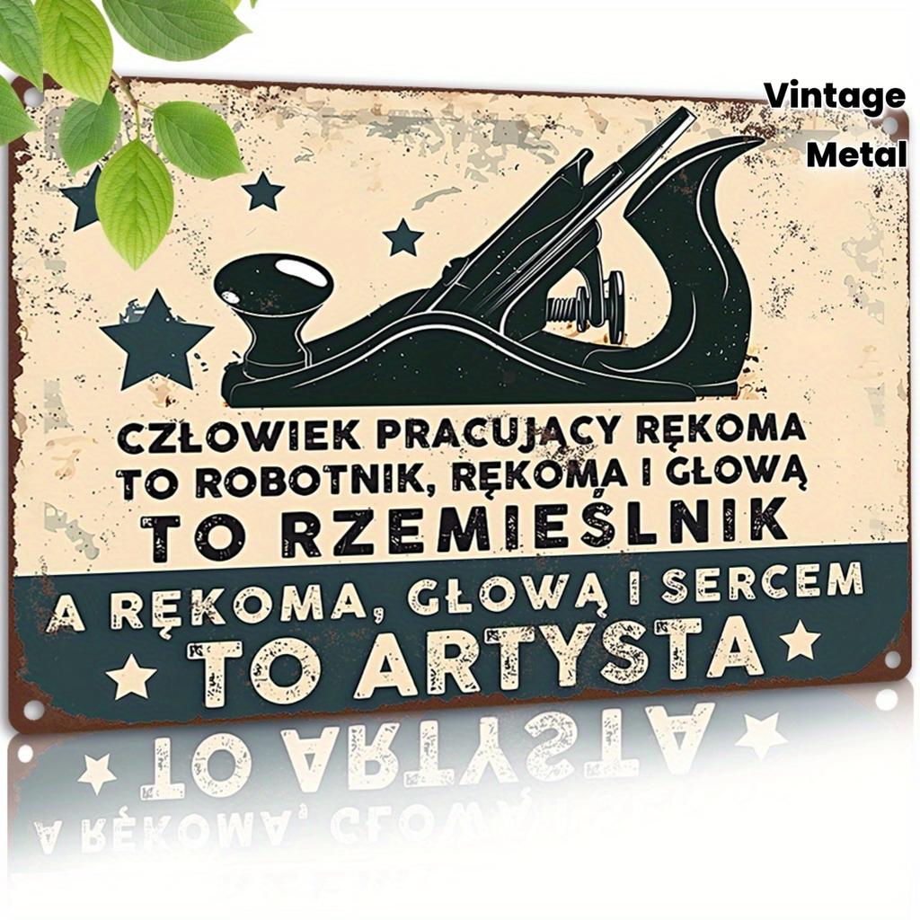 D Flat Polish Workshop Цитата Металлическая табличка x Винтажная Мотивационная Железная Пластина Руки Рабочий Разум Мастер Сердце Художник