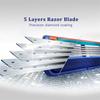 Мужской комплект лезвий из нержавеющей стали, 5-слойный прецизионный триммер, без вибрации, меньше раздражения кожи