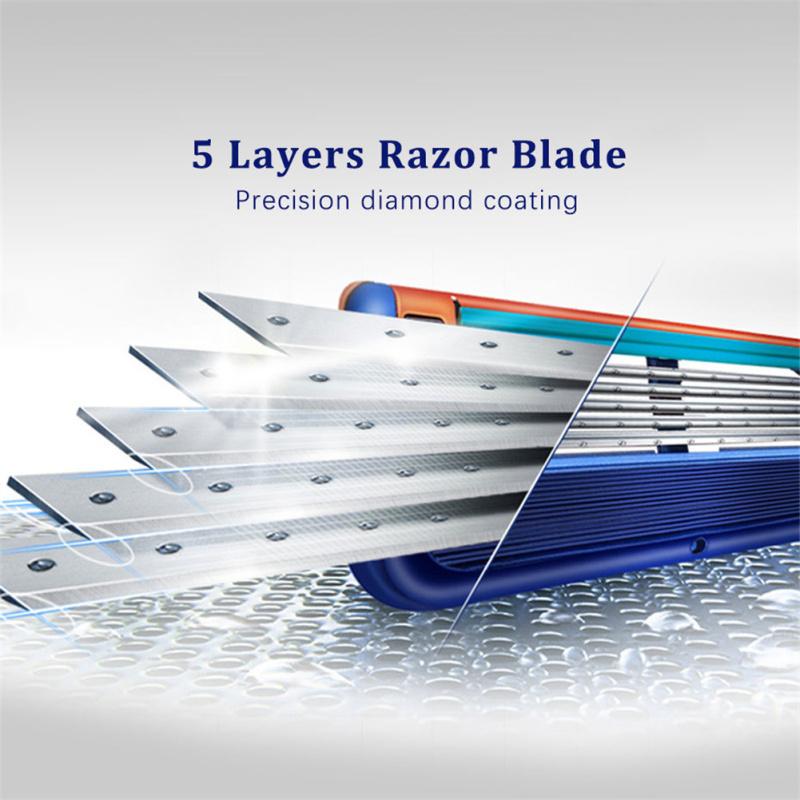 Мужской комплект лезвий из нержавеющей стали, 5-слойный прецизионный триммер, без вибрации, меньше раздражения кожи