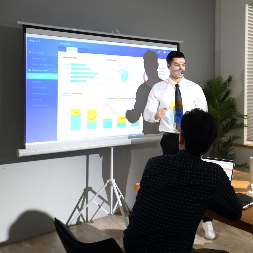 Projection Screen in 4:3 Format, Cinema Screen, Presentation Surface for Home or Office, White