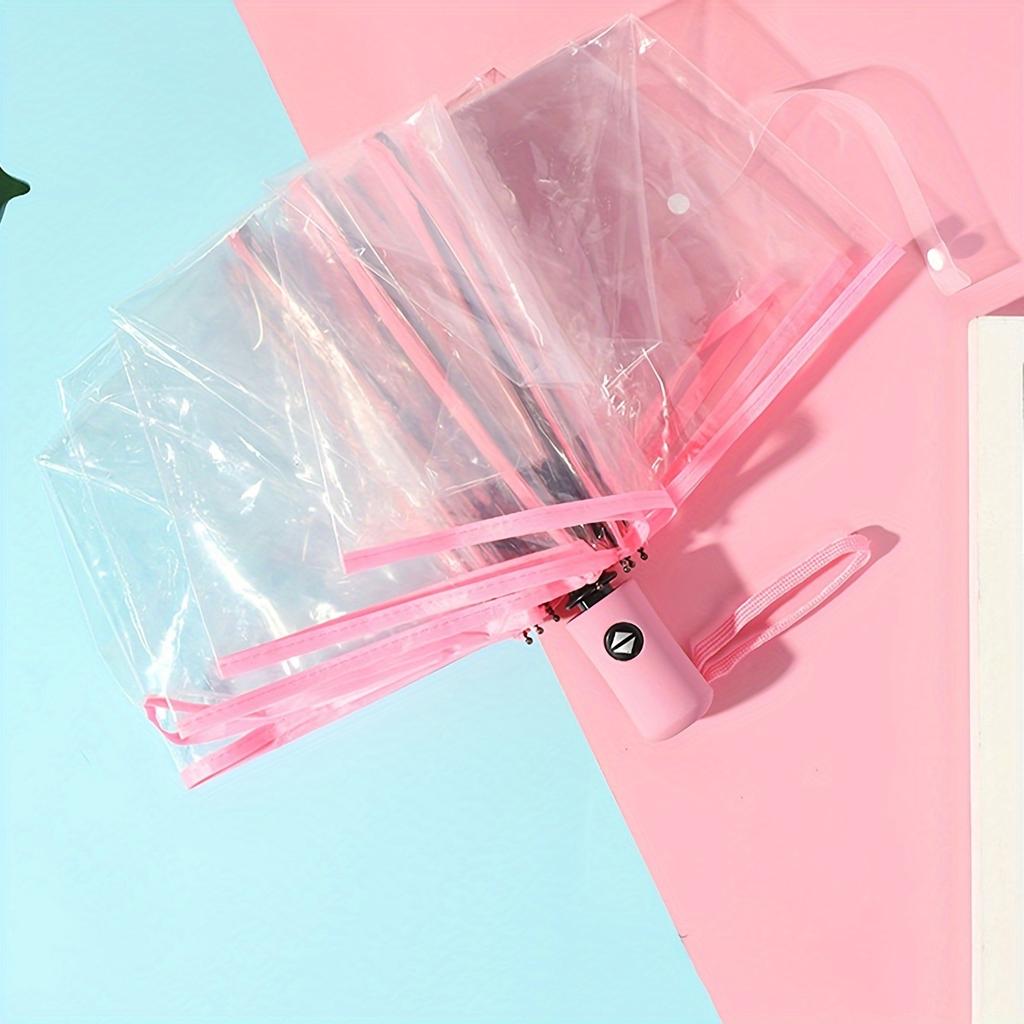 1PC - Portable, Compact, Transparent Umbrella Folding, Fully Automatic, Transparent Three Fold Umbrella Rainproof