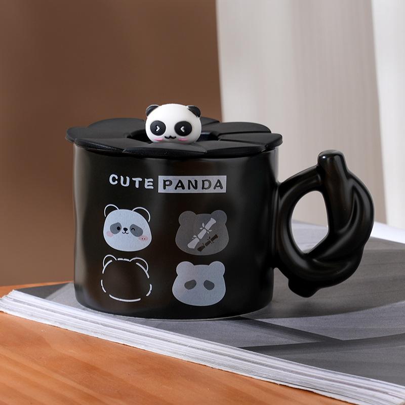 Милая мультяшная панда керамическая чашка персонализированная кружка для студентов мужского и женского пола пара стакан воды подарочная кофейная чашка для домашнего использования