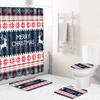 Christmas Shower Curtain Floor Mat Combination Four-Piece Set Bathroom Toilet Carpet Shower Room Mat Foot Mat