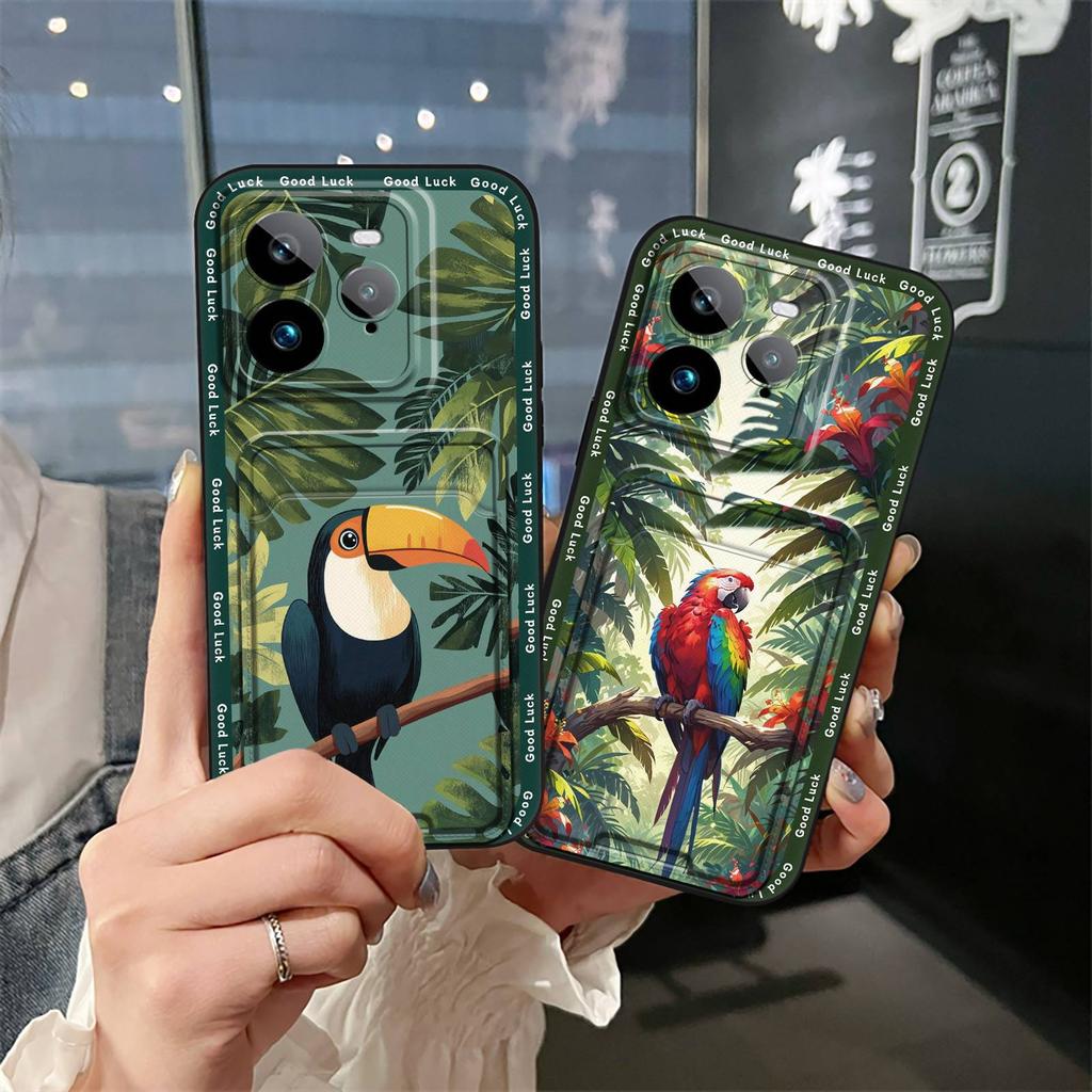 Durable Silicone Phone Case For Realme GT7 Pro Card Slot Full Wrap Cartoon Fashion Design Anti-dust Dirt-resistant Cute