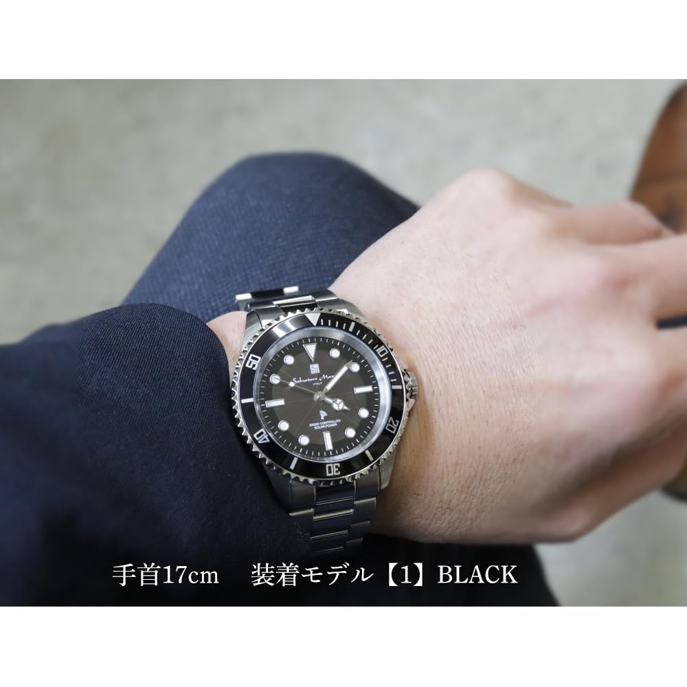 Salvatore Marra 10 ATM Water Stainless Steel Black Metal Japanese Salvatore Marra Popular Brand SM22110 Includes Watch Cloth Men's Solar-Powered
