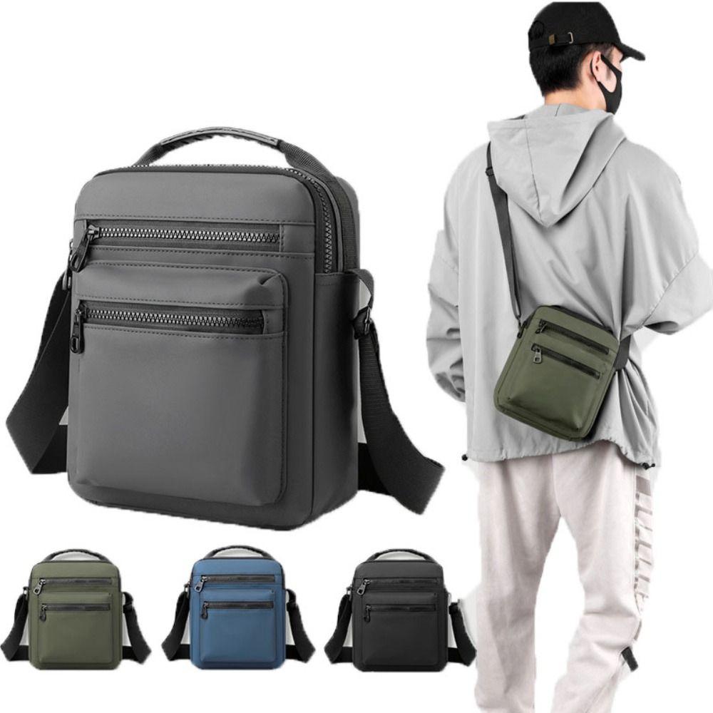 Solid Color Men Crossbody Bag Multifunctional Small Square Bag Fashion Nylon Shoulder Bag  Business