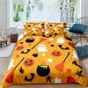 Halloween Queen Duvet Cover Luxury Ghost Festival Bedding Set Microfiber Gothic Pumpkin Skull Comforter Cover With Pillowcases
