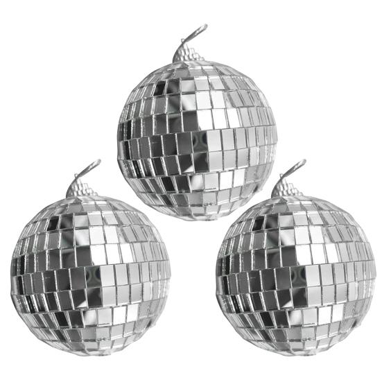 Серебряный зеркальный диско-шар, украшения, светоотражающие подвесные диско-шары, украшения для вечеринок в стиле ретро 70-х, рождественских дней рождения, принадлежностей
