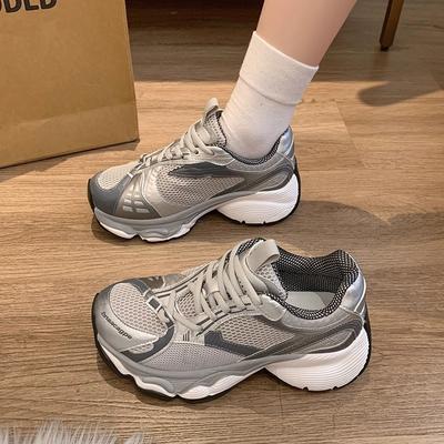 ~ Кожаные кроссовки на толстой подошве 6 см, новая обувь для папы, женские осенние кроссовки для увеличения роста, повседневная спортивная обувь