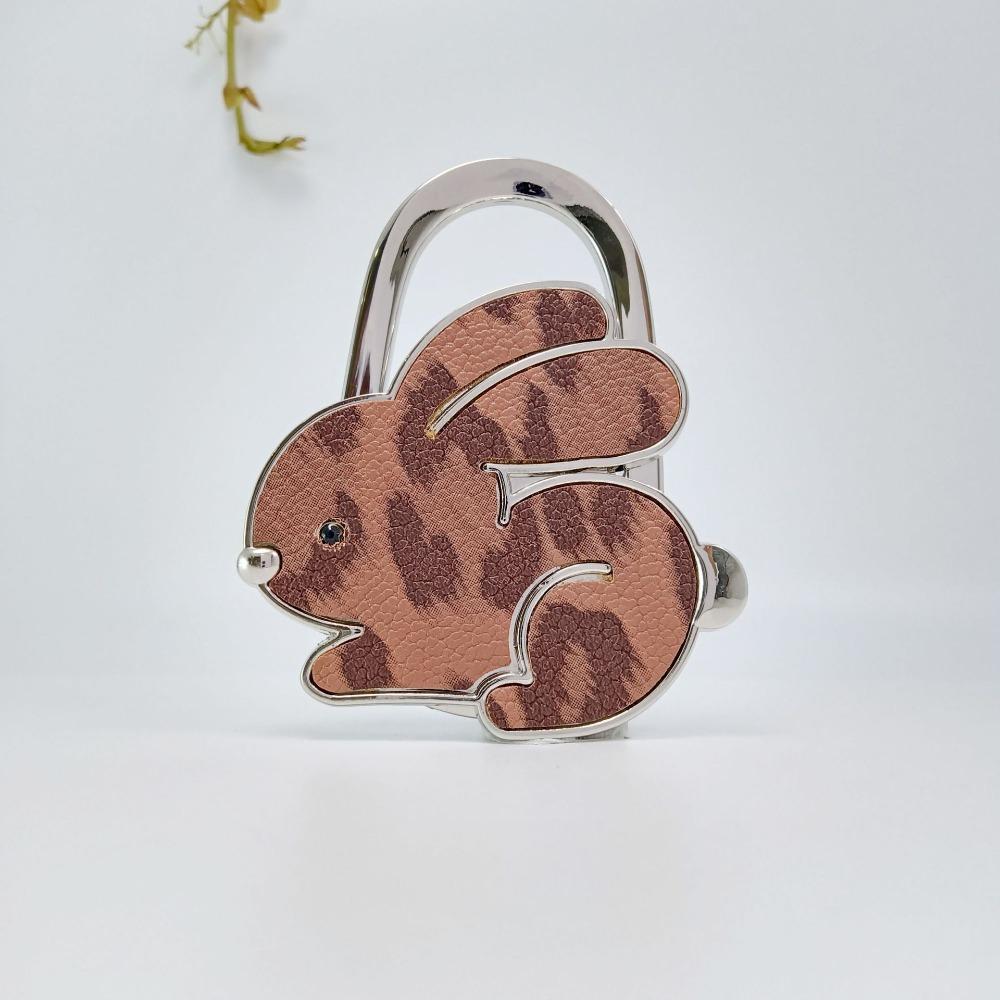 Rabbit Design Adhesive-Free Hooks Foldable Structure Cartoon Purse Hanger Portable Durable Handbag Hook for Women