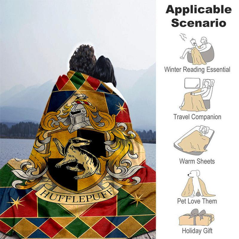 Hufflepuff Crest Poster - Hogwarts House DecorPrint Blanket, Soft Blanket For Sofa Office Bed And Travelling Daughter Birthday Gift esj264