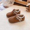 Корейский стиль Ретро Birkenstock Мягкая подошва Кожаная обувь для девочек - Зимняя версия 2025
