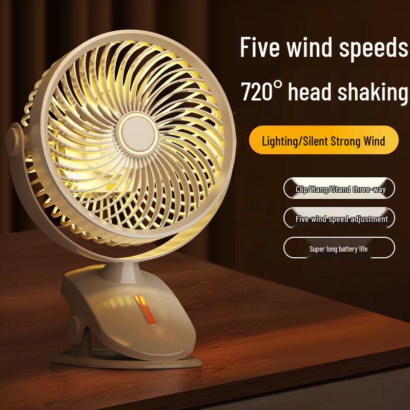 6-Inch USB Rechargeable Mini Fan with Night Light for Desktop, Office, Dorm