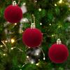6Pcs Velvet Christmas Ball Ornaments Flocked Christmas Tree Ball Decoration Red Hanging Ball Ornament for