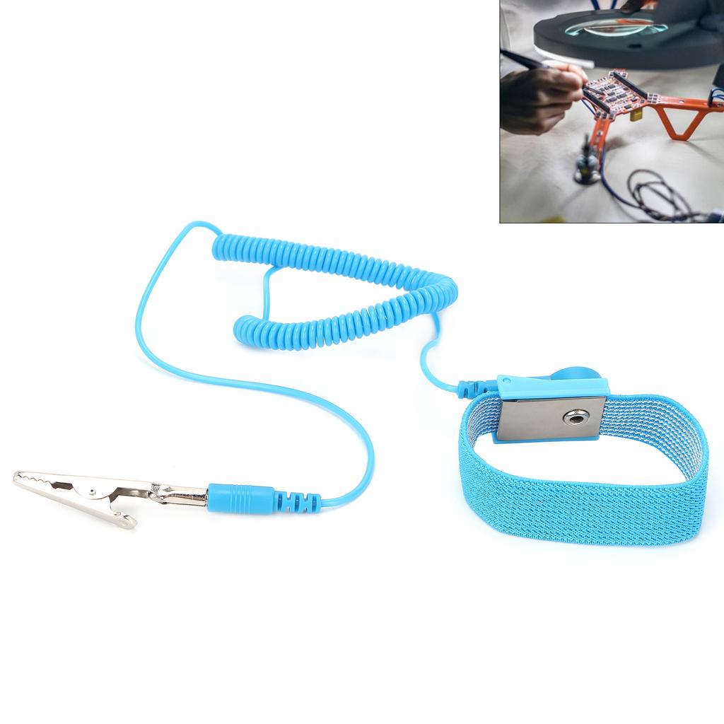 Антистатический браслет ESD, синий, безопасный антистатический браслет со шнуром