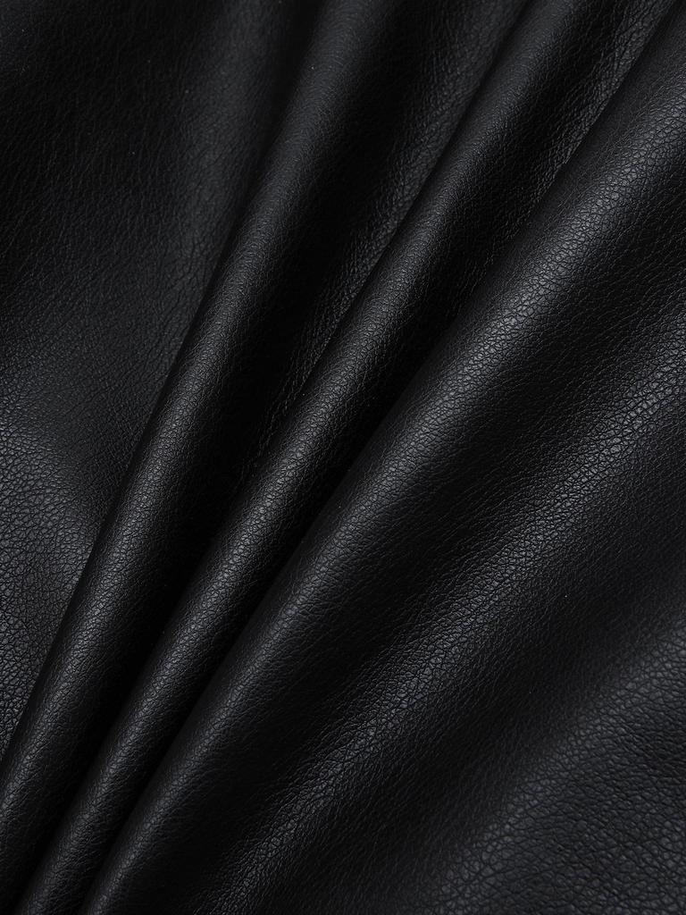 European and American Style PU Leather Motorcycle Jacket with Lapel, Double-breasted Design, Adjustable Waist Belt, for All Seasons