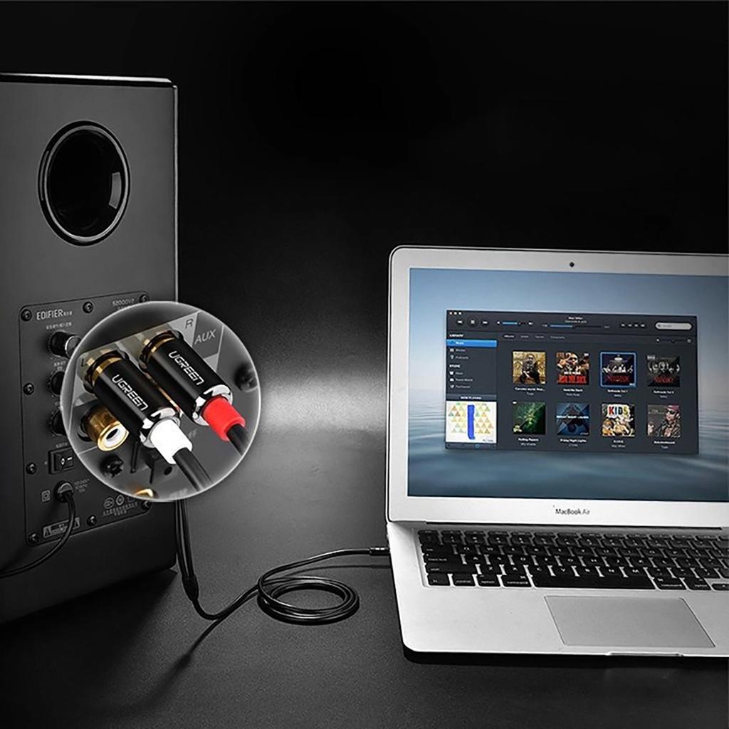 Ugreen AV116 Premium 3.5mm Male to 2RCA Male Audio Cable, 2m - Black