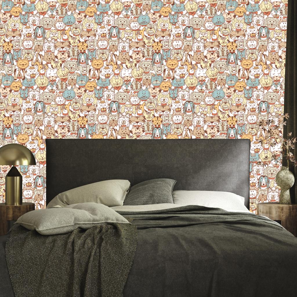 Colorful Dogs and Cats Wallpaper for Living Room and Bedroom 50x1000