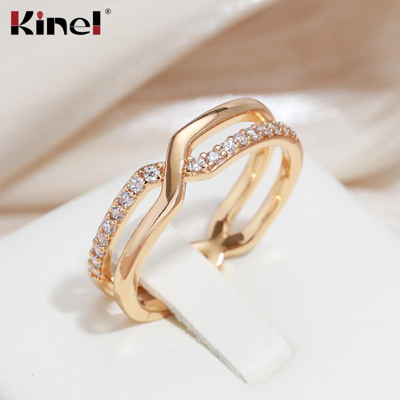 Классические женские кольца Kinel с натуральным цирконом, двухслойный дизайн, современные модные украшения