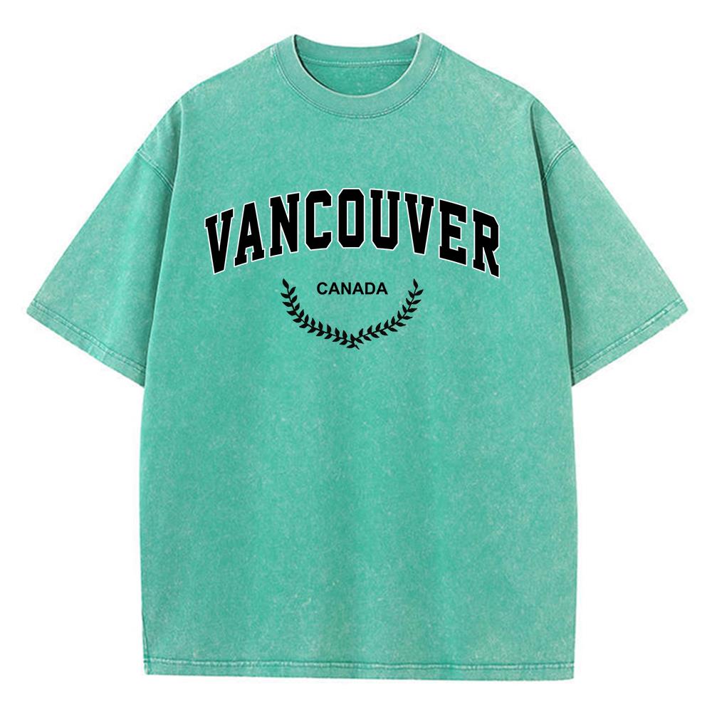 Ванкувер Черные Буквы Мужские Футболки Посадка Оверсайз Футболка Досуг Мягкая Футболка Удовольствие Дышащая Короткий Рукав
