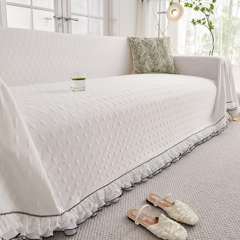 Summer Sofa Towel Simple Solid Color Full Covered Sofa Cover Cloth Lace Cool Feeling Sofa Cover Non-Slip