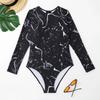 2024 летний женский гидрокостюм с длинным рукавом, солнцезащитный купальник, цельный купальник на молнии с цветочным принтом, тонкий купальный костюм, Biquinis
