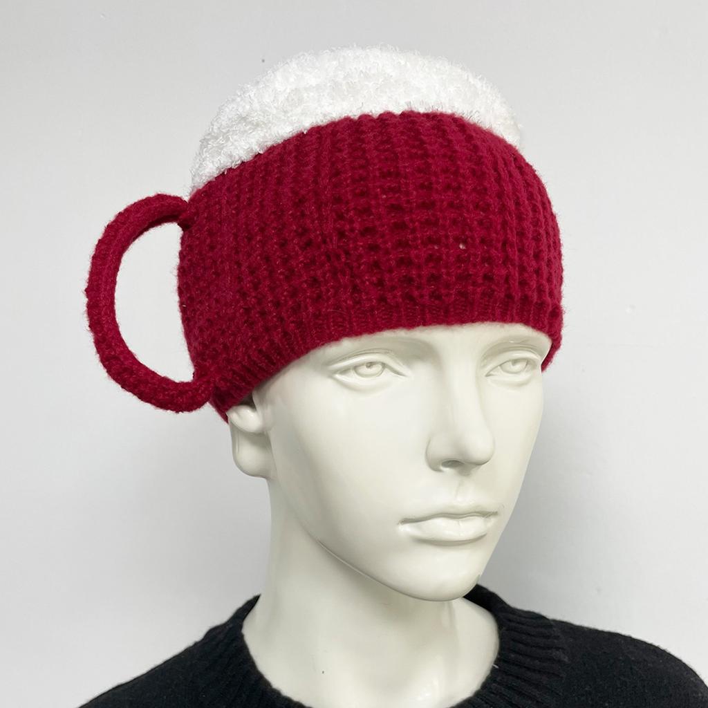 Модная и универсальная цветная 3D-кружка в виде кружки пива, зимняя теплая вязаная шерстяная шапка унисекс