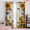 2pcs Party Window Curtains Butterflies and Sunflowers Versatile Polyester Fabric,Without Electricity Festive Backdrops Perfect