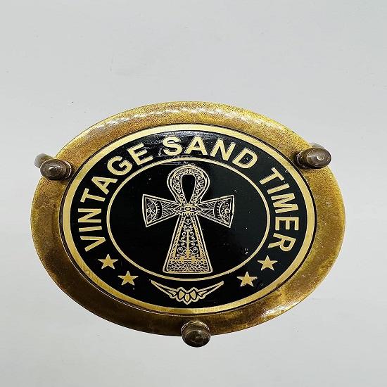 Nautical Marine Zig-Zag Sky Blue Hour Glass Sand Timer Engraved Solid Brass Sand Timer