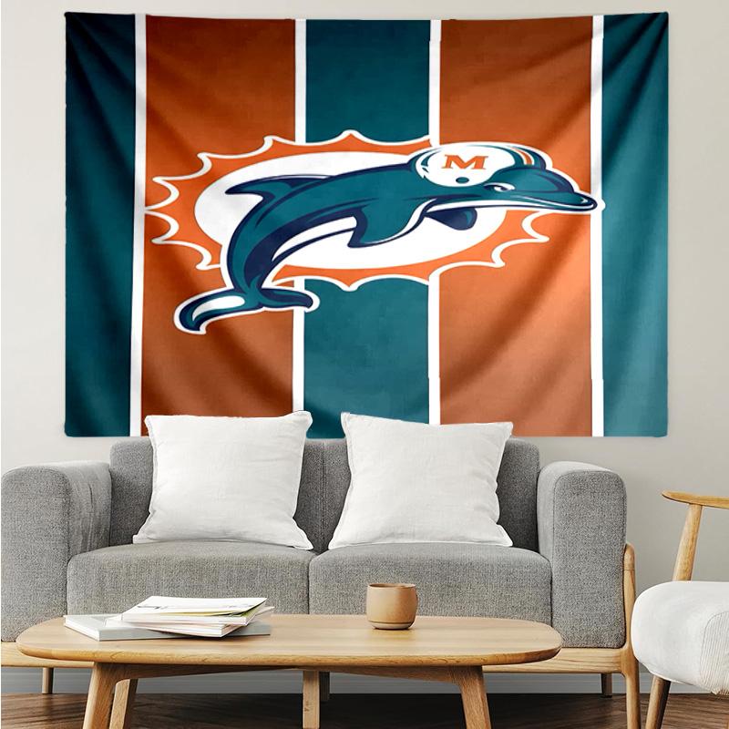 Dolphins Team Logo Artwork Quick-Dry Tapestry Hanging for Bedroom,Livingroom, Playroom,Decor Art Room Wall Tapestry Holiday and Birthday Gifts
