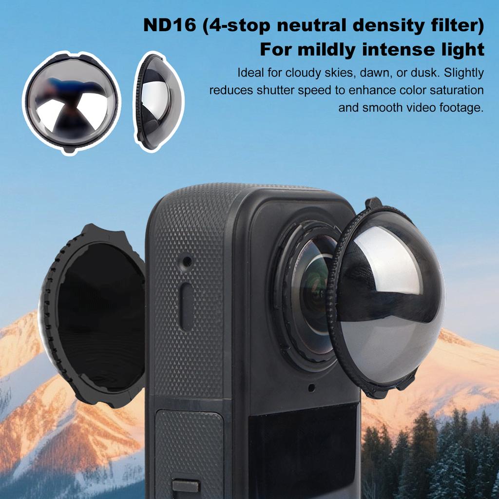 Для Insta360 X5 Набор ND-фильтров 2 шт. Оптическое стекло для камеры ND16/32/64 Антибликовые фильтры Аксессуары для экшн-камер Insta360 X5 6