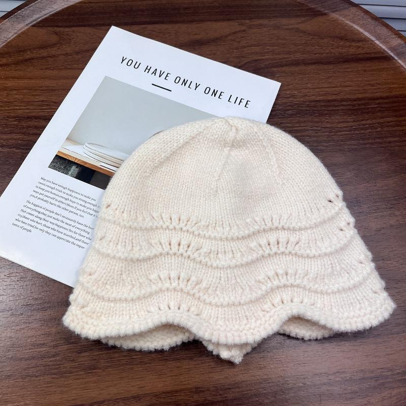 Women S Knit Beanie Hat Face Slimming Sun Protection Simple Style Cold Hat