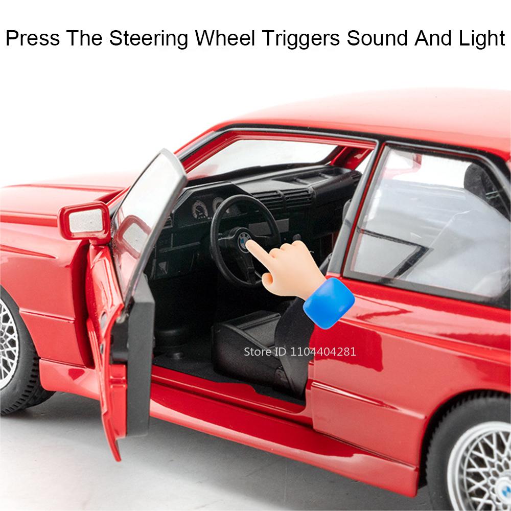 1:24 M3 THE7 Alloy Car Toys Model Diecast Metal Vehicle Doors Opened with Sound Light Pull Back Models Toy Boy's Christmas Gifts