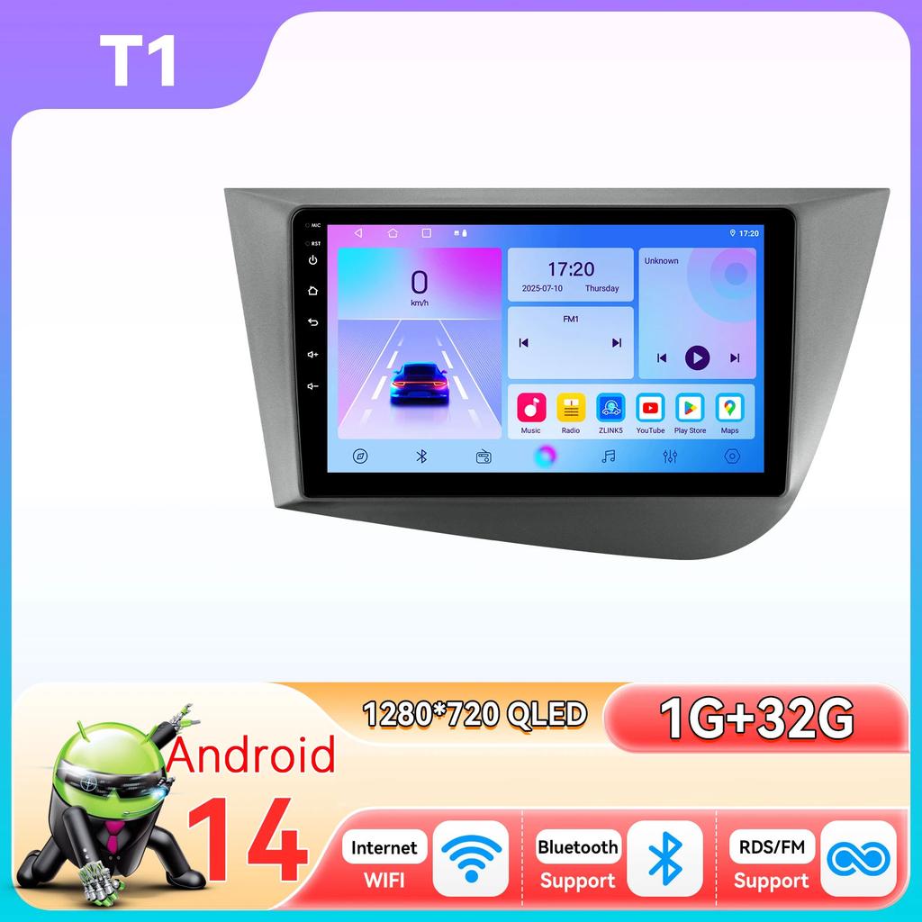 Hizpo Интеллектуальная автомагнитола Snapdragon 6115 для Seat Leon MK2 2005-2012 Интеллектуальные системы Carplay GPS-навигация Стерео Android Auto 2din BT 4G