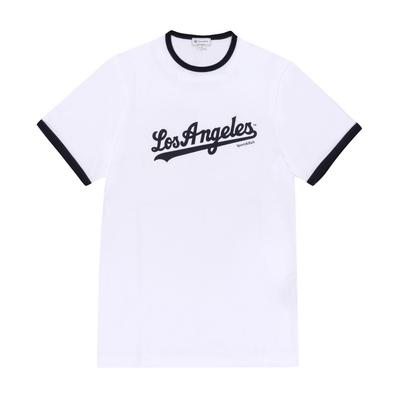 SporTy Rich DodgerS Женская футболка с контрастными воротником и манжетами S Wh50 белый Темно-синий