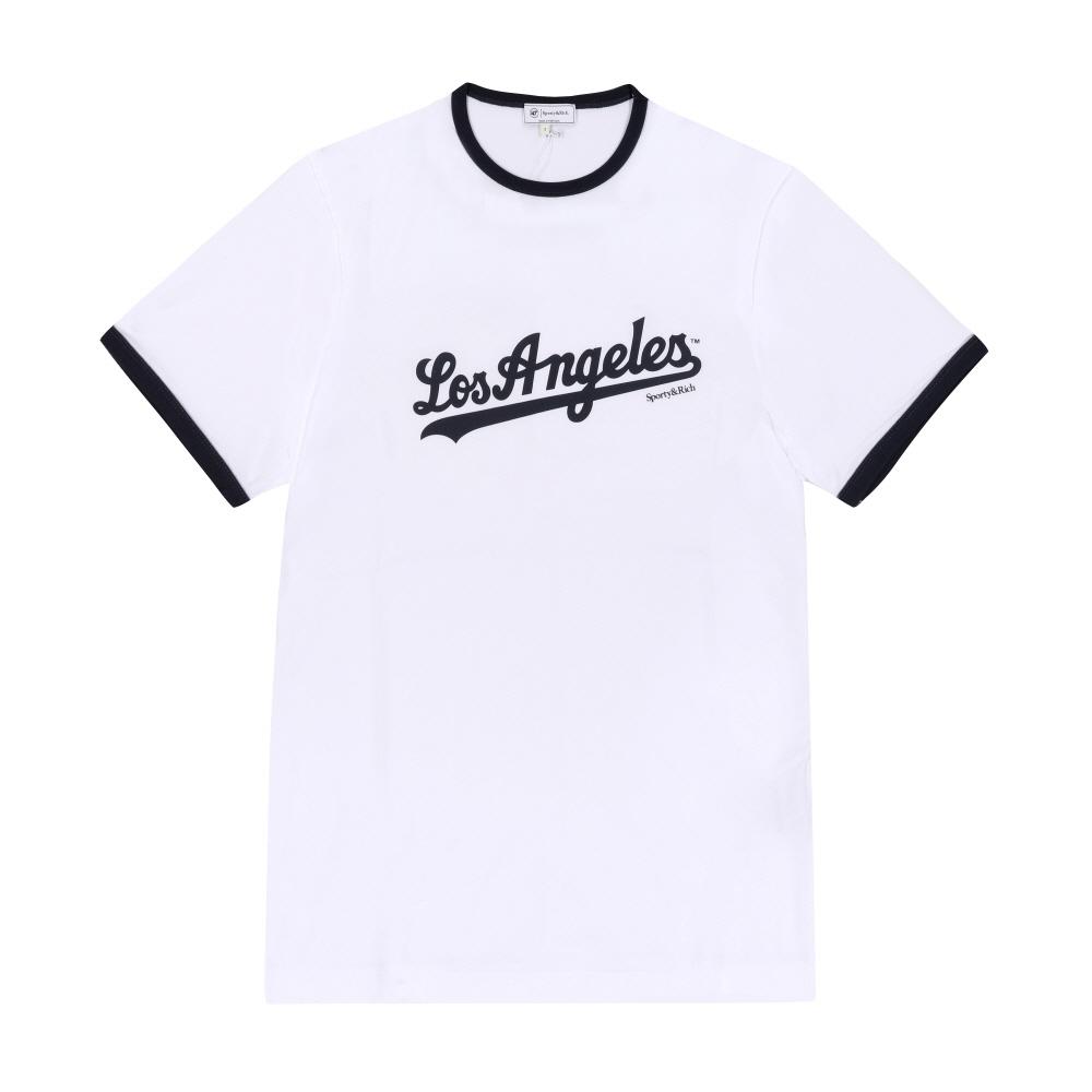 SporTy Rich DodgerS Ringer Women S T ShirT Wh50 whiTe Dark Navy