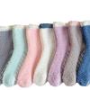 6 Pairs  Women's Non-Slip Thermal Fleece Socks Winter Thick Floor Socks Solid Color Mix Soft Polyester One Size Color As Same As The Picture