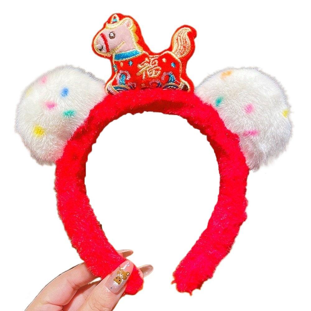 Pony Horse Hair Hoop Mascot New Year Headpiece Cute New Year Headband  New Year Dress Up